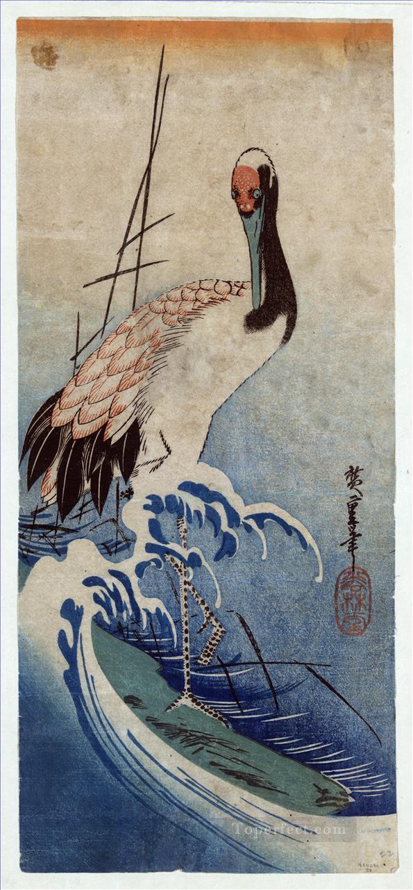 crane in waves 1835 Utagawa Hiroshige Ukiyoe Oil Paintings